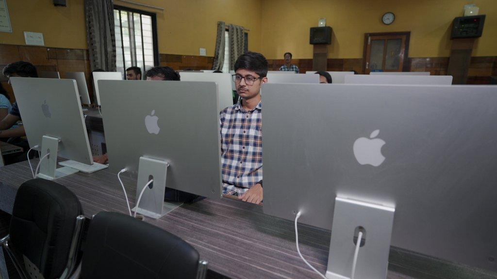 Person learning on laptop